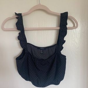 BLACK POLKA DOT CROP TOP